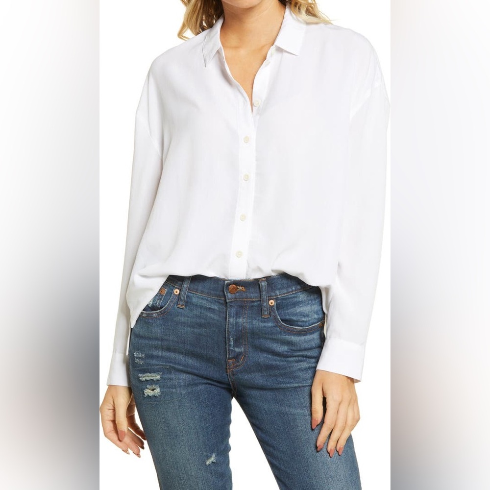 NWT Madewell Sandwashed Westlake Shirt in white - S